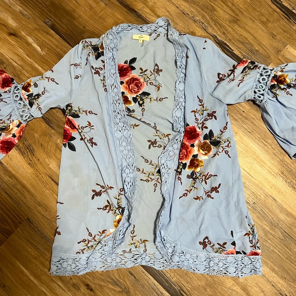 Blueish purple floral lace cardigan